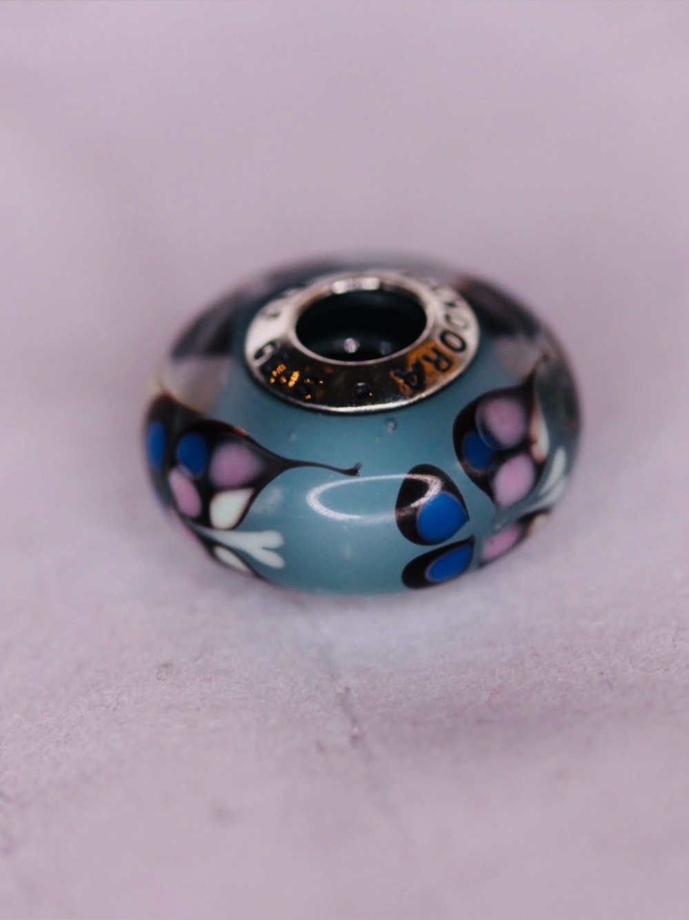 Pandora Floral Murano Glass Charm | Sterling Silver | New Without Tags
